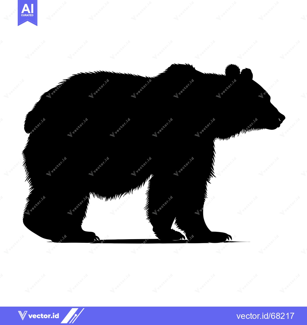 Premium Vector of Silhouette of a Standing Brown Bear in Profile