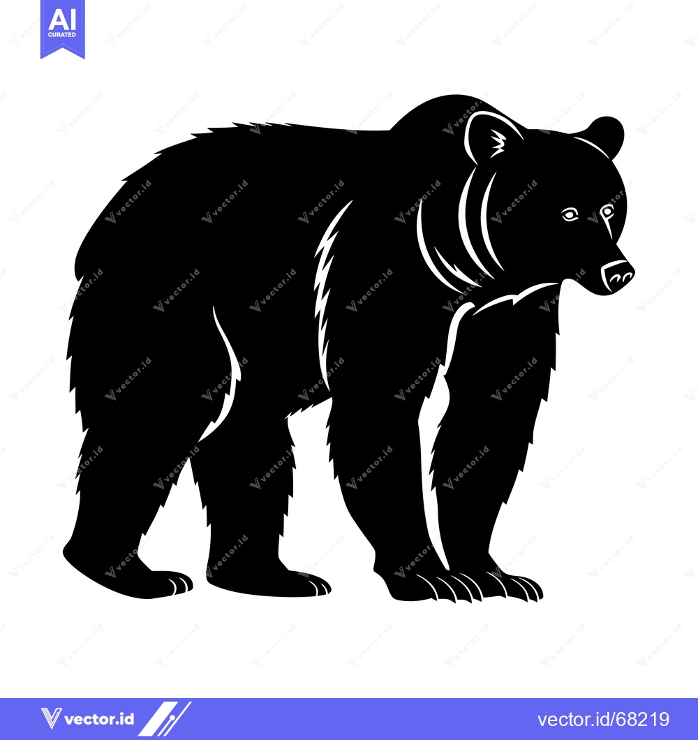 Premium Vector of Silhouette of a Standing Black Bear