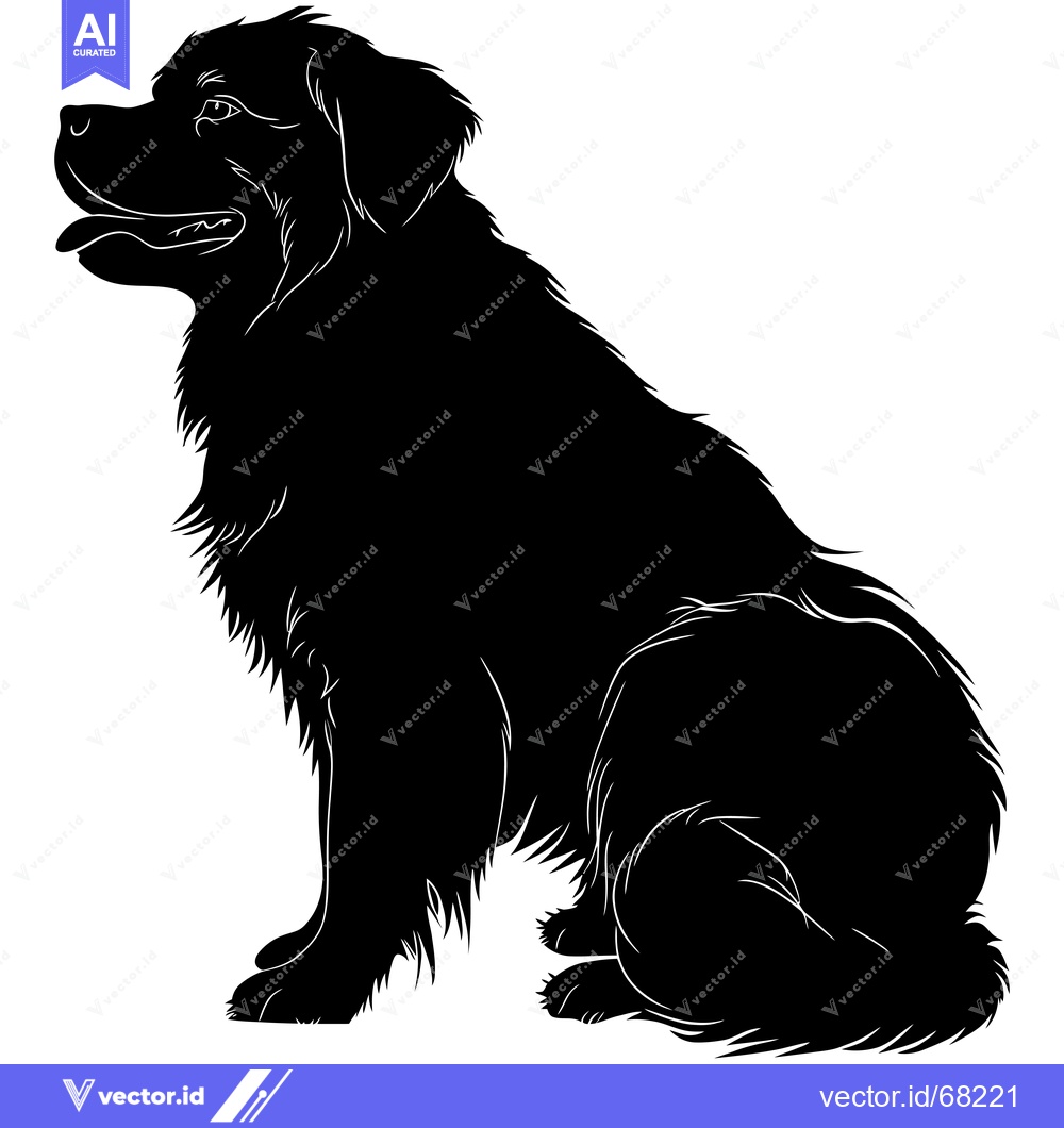 Premium Vector dari Black and White Silhouette of a Sitting Dog
