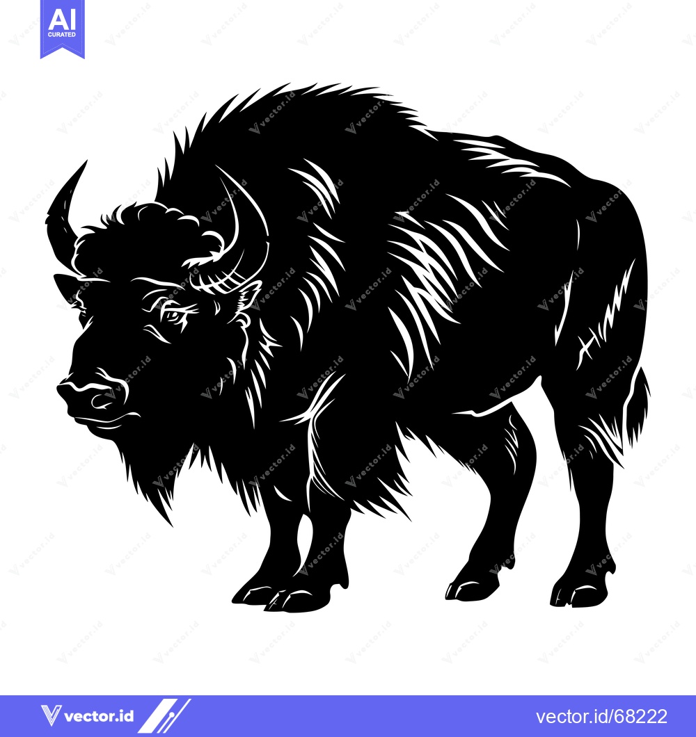 Premium Vector dari Black and White Silhouette of a Bison