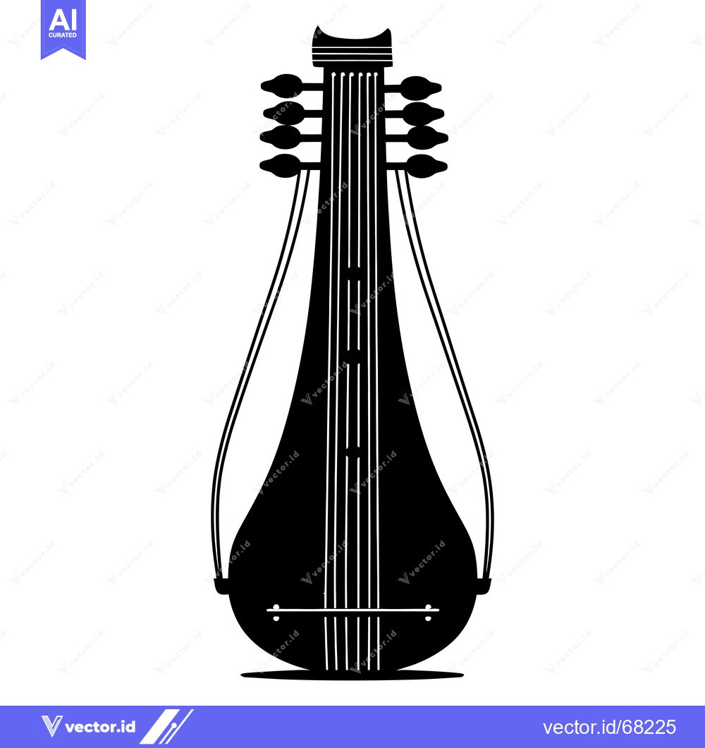 Premium Vector dari Black and White Silhouette of a  Cithara