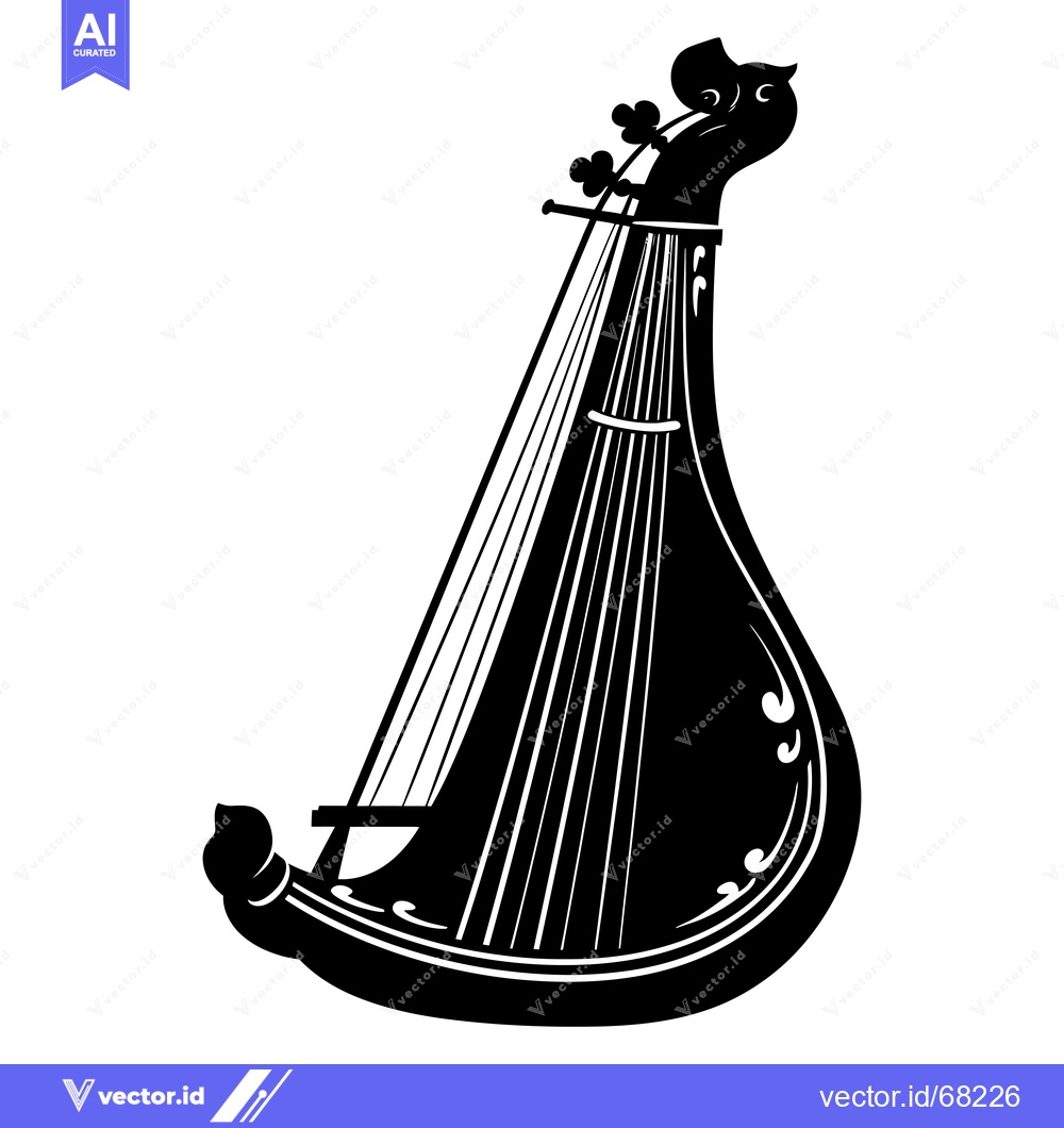 Premium Vector of Black and White Silhouette of a Traditional Indian Musical Instrument