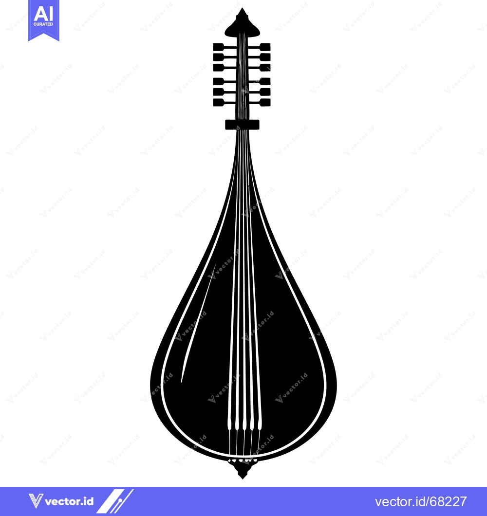 Premium Vector of Black and White Silhouette of a Bouzouki