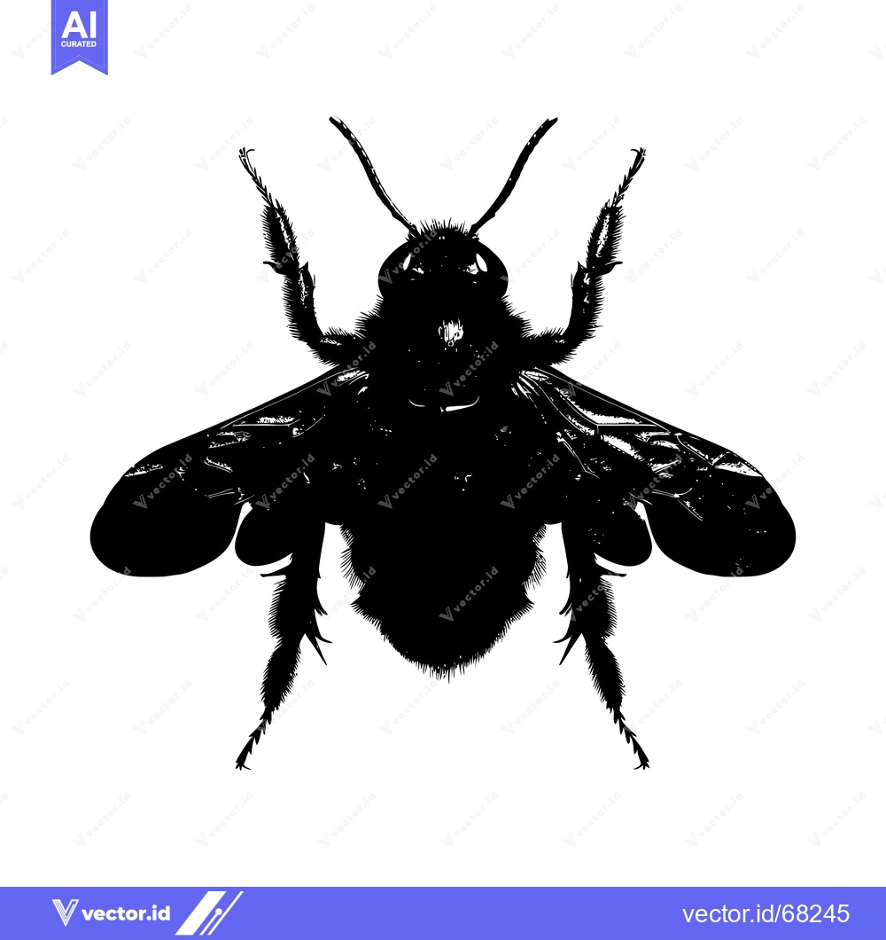 Premium Vector dari Black and White Silhouette of a Bee in Flight