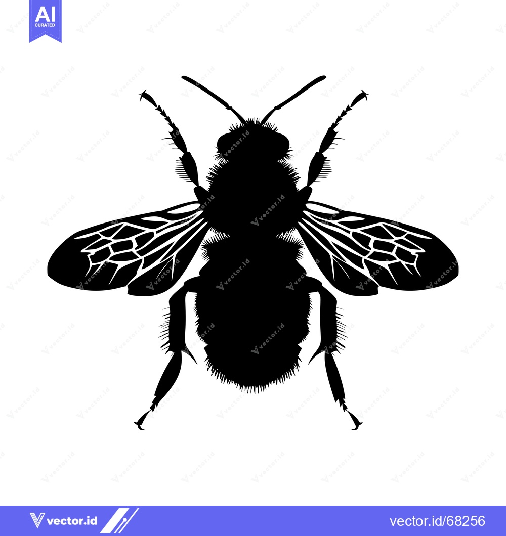 Premium Vector dari Black and White Silhouette of a Bumblebee