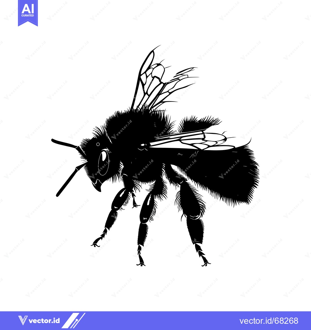Premium Vector of Silhouette of a Bee with Wings Spread Out