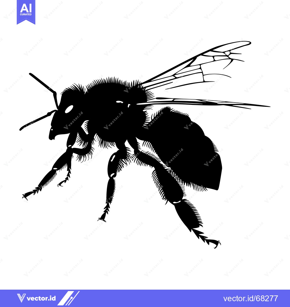 Premium Vector dari Black and White Silhouette of a Bee