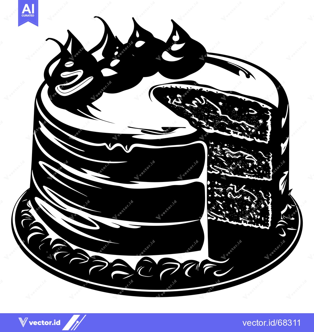 Premium Vector dari A Silhouetted Cake with Icing and a Missing Slice