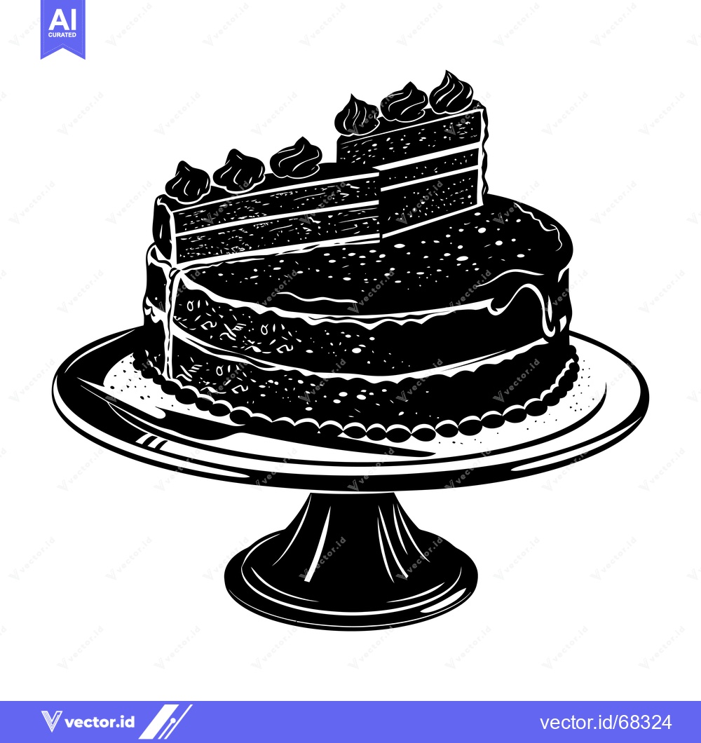 Premium Vector dari Chocolate Cake with Icing on a Pedestal