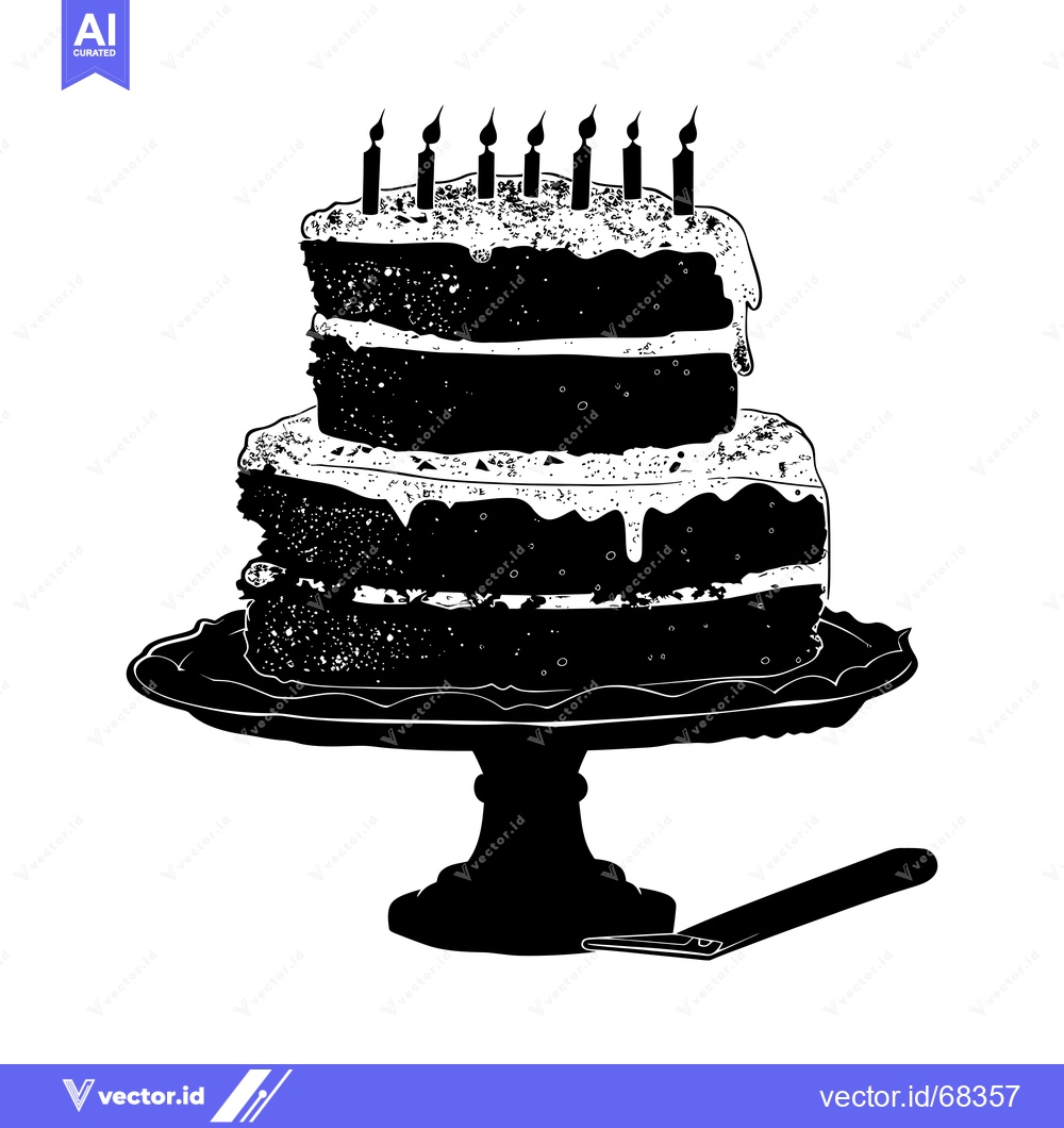 Premium Vector of A Two-Tiered Birthday Cake With Candles on a Stand