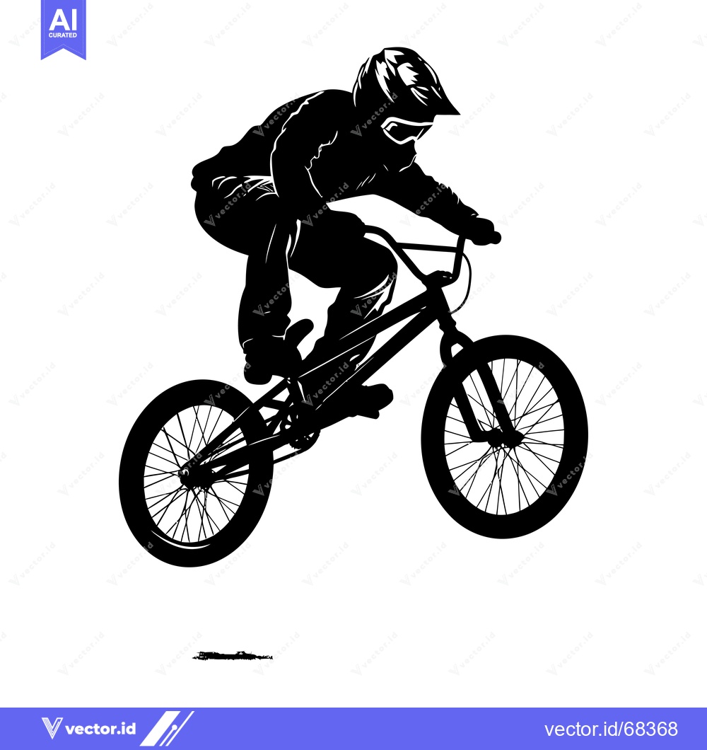 Premium Vector of Silhouette of a BMX Rider mid-air with a black and white background