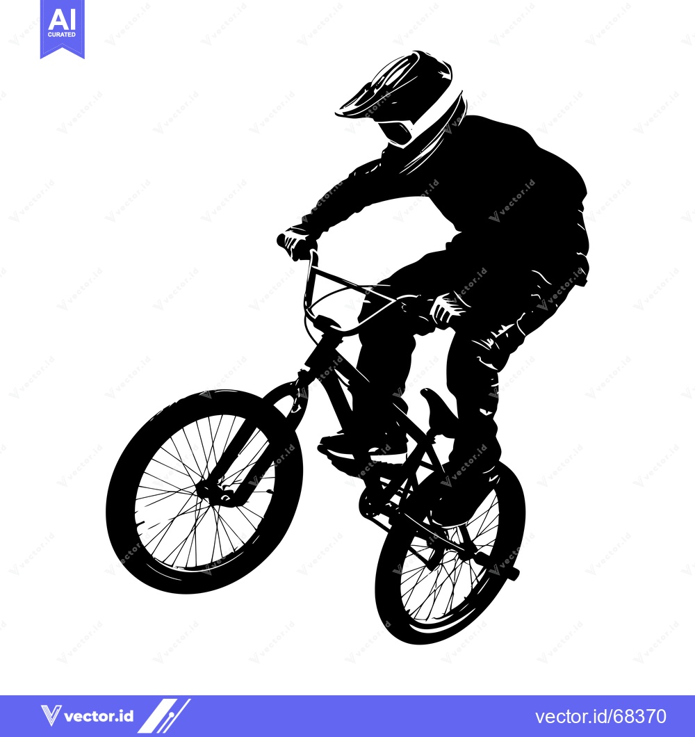 Premium Vector of Silhouette of a BMX Rider Performing a Trick