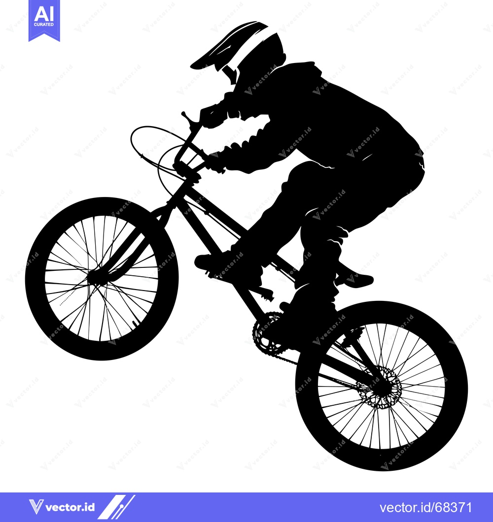 Premium Vector dari Silhouette of a BMX Rider Performing a Trick