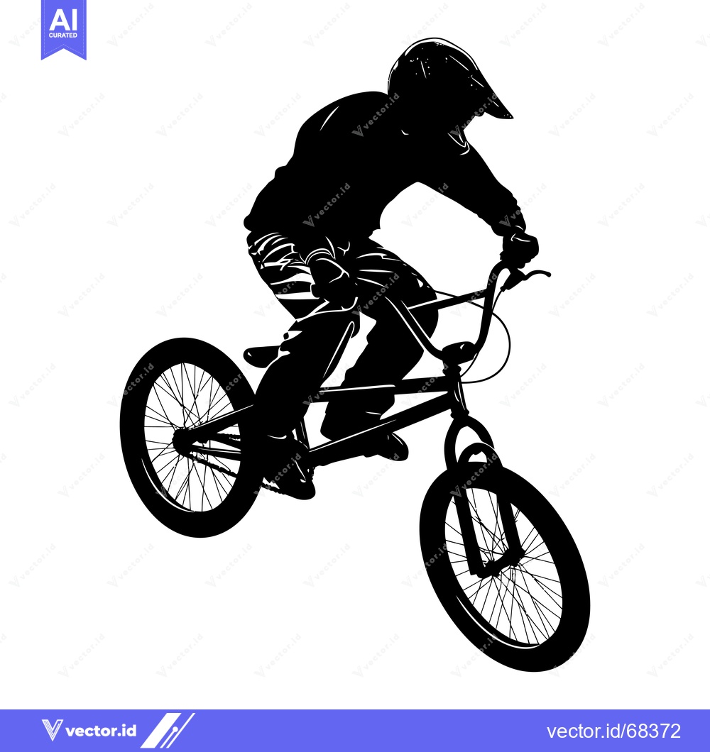 Premium Vector dari Silhouette of a BMX Rider in mid-air