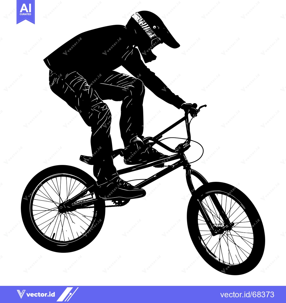 Premium Vector of Silhouette of a BMX Rider Performing a Trick