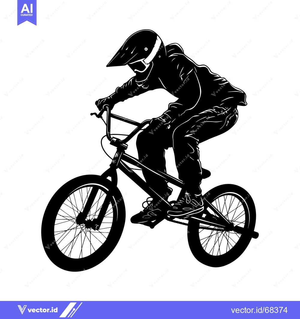 Premium Vector dari Silhouette of a BMX Rider Performing a Trick