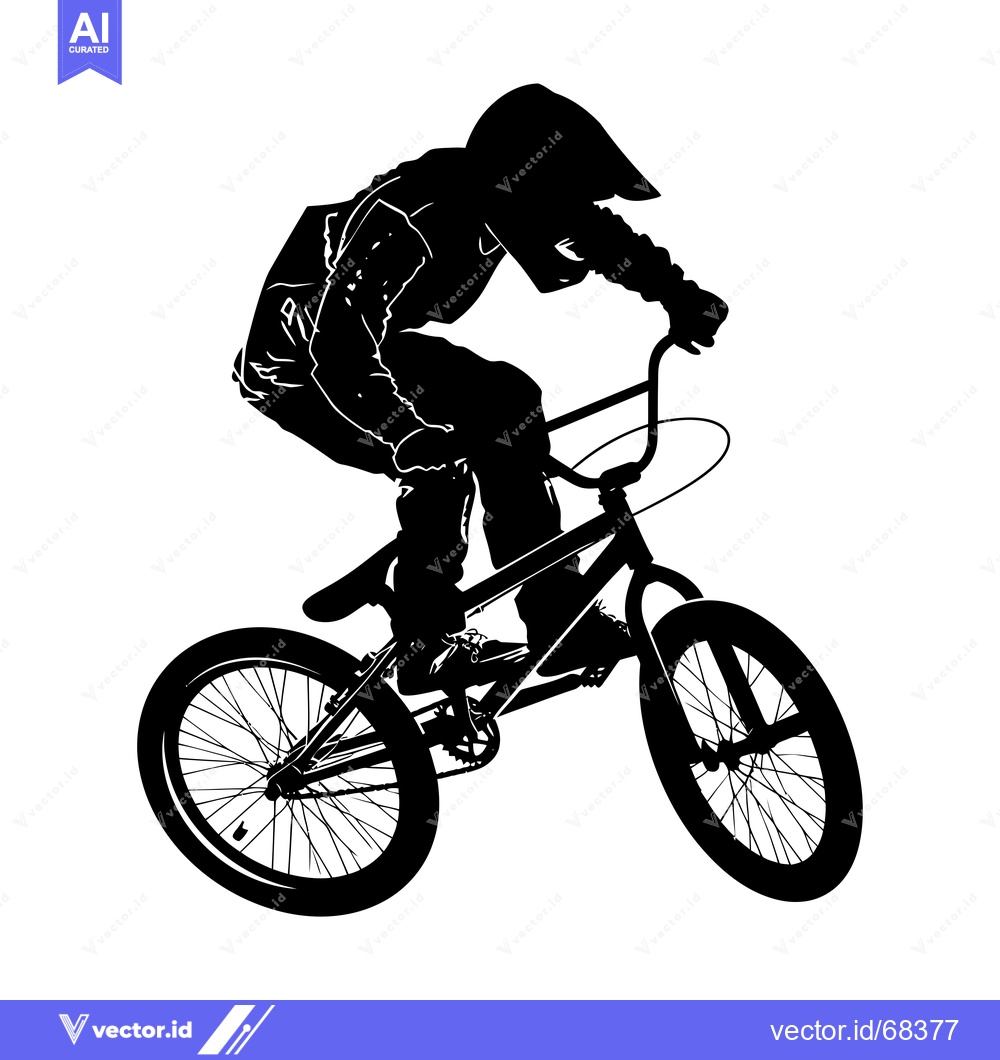 Premium Vector of Silhouette of a BMX Rider Performing a Trick