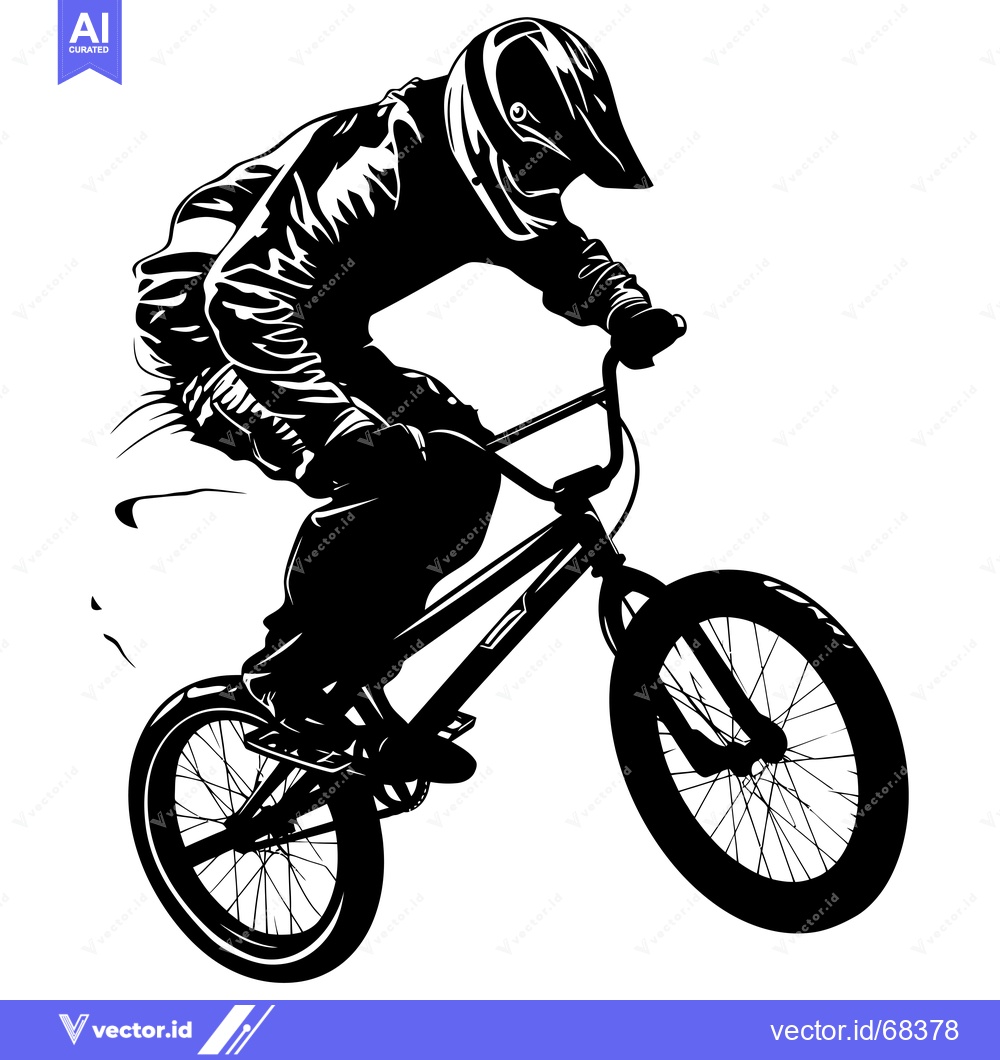 Premium Vector dari Silhouette of a BMX Rider Performing a Trick