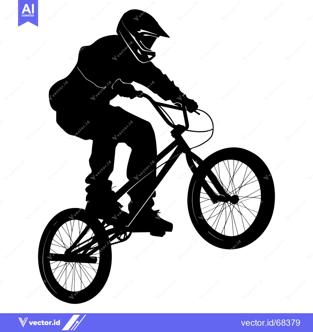 Premium Vector of Silhouette of a BMX Rider Performing a Trick