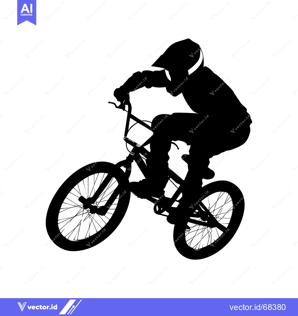 Premium Vector of Silhouette of a BMX Rider Performing a Trick on a Bicycle