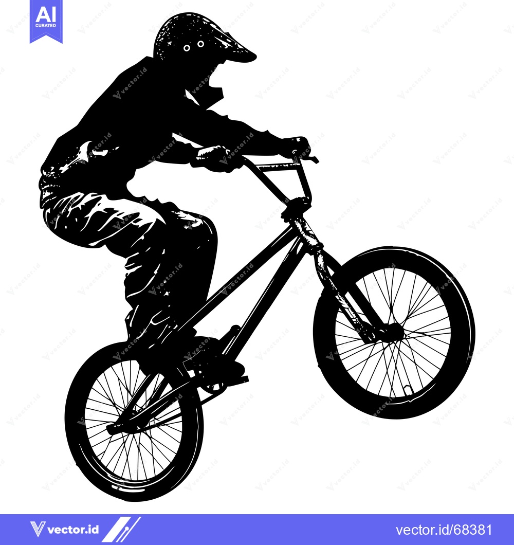 Premium Vector dari Silhouette of a BMX Rider Performing a Wheelie