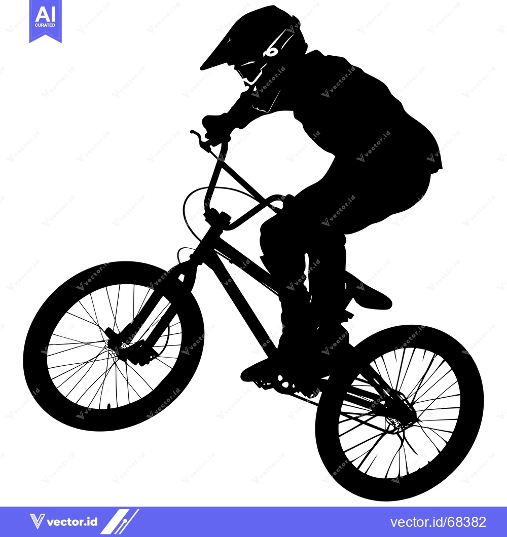 Premium Vector of Silhouette of a Person Riding a Bicycle in a Stunt Pose