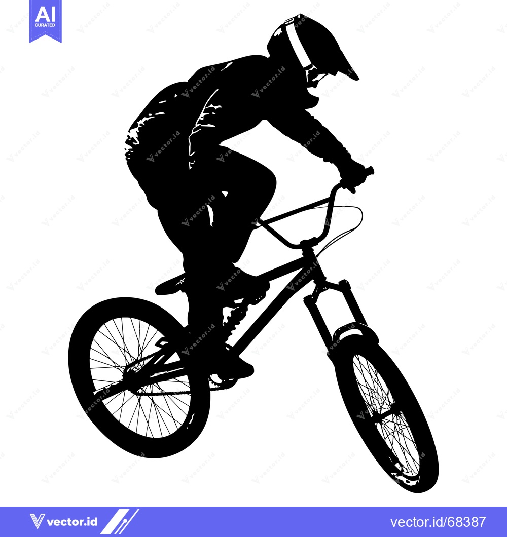 Premium Vector dari Silhouette of a Mountain Biker in Action