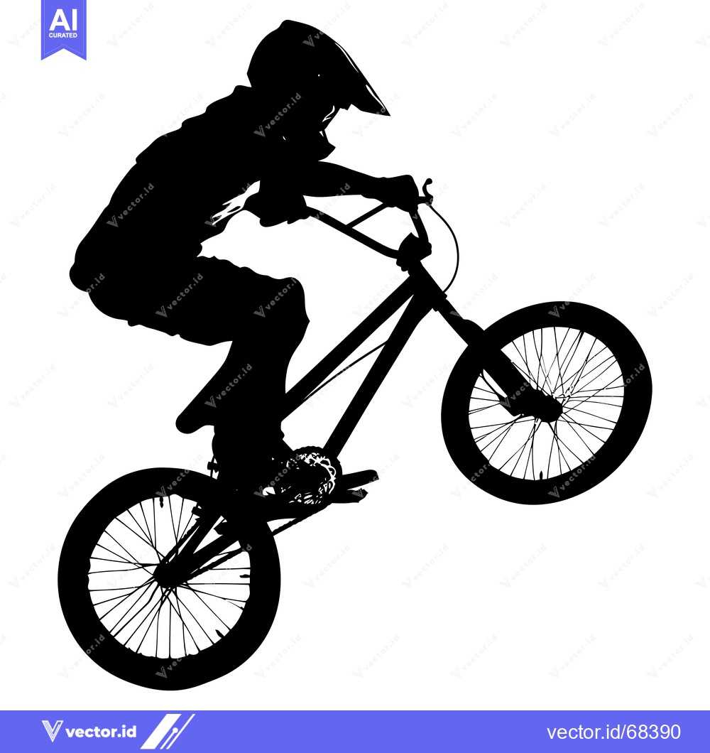 Premium Vector dari Silhouette of a Person Riding a Bicycle in Mid-Air