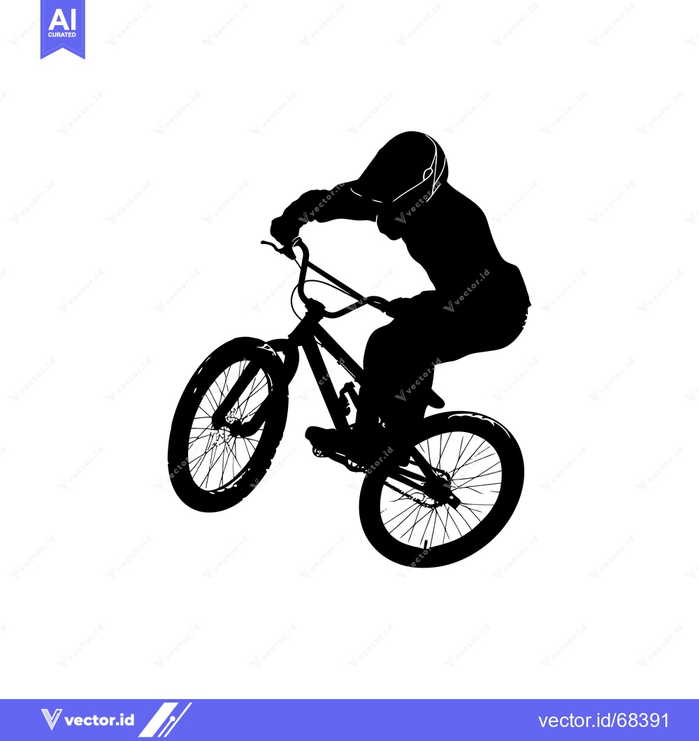 Premium Vector of Silhouette of a Person Riding a Bicycle in Mid-Air