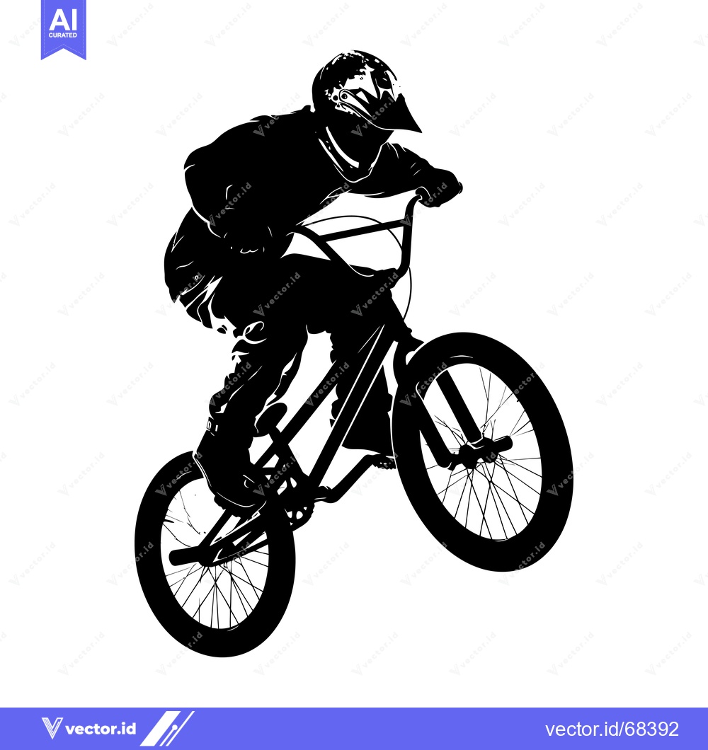 Premium Vector dari Silhouette of a BMX rider in mid-air performing a trick