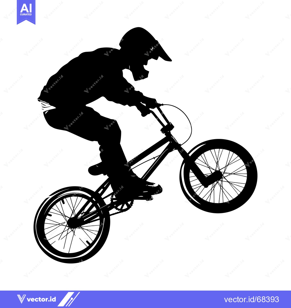 Premium Vector dari Silhouette of a BMX Rider in mid-air, performing a trick