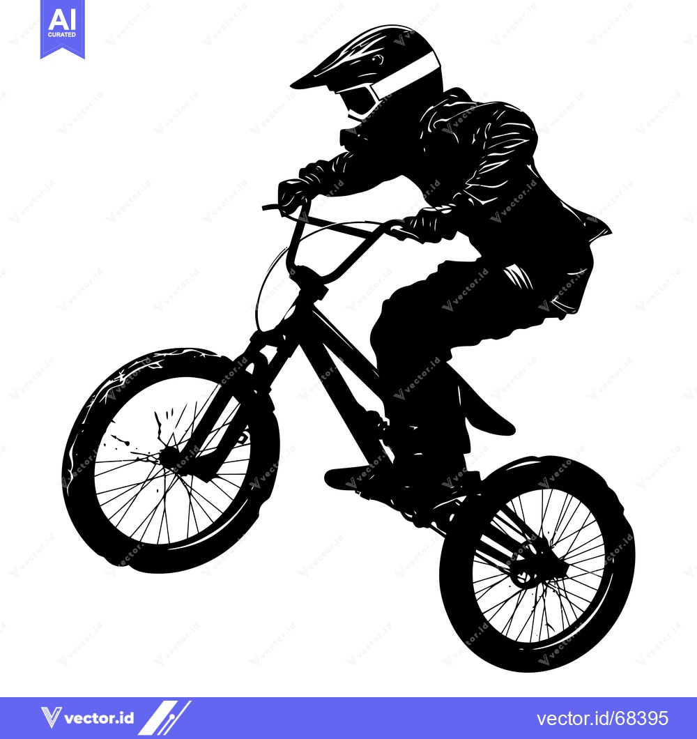 Premium Vector dari Silhouette of a BMX Rider Performing a Trick