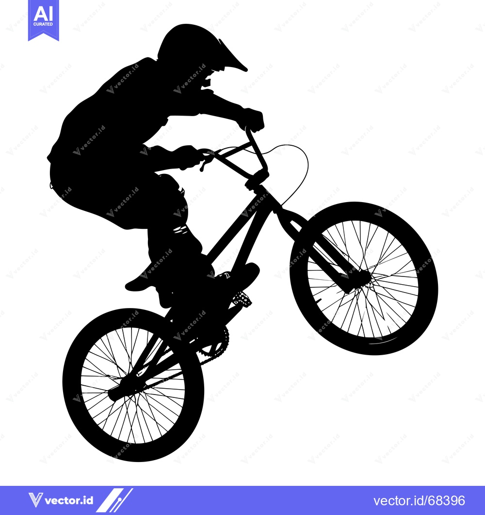 Premium Vector of Silhouette of a Person Riding a Bicycle in Mid-Air