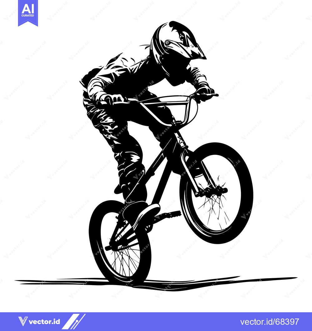 Premium Vector of A BMX Rider in Silhouette Performing a Trick