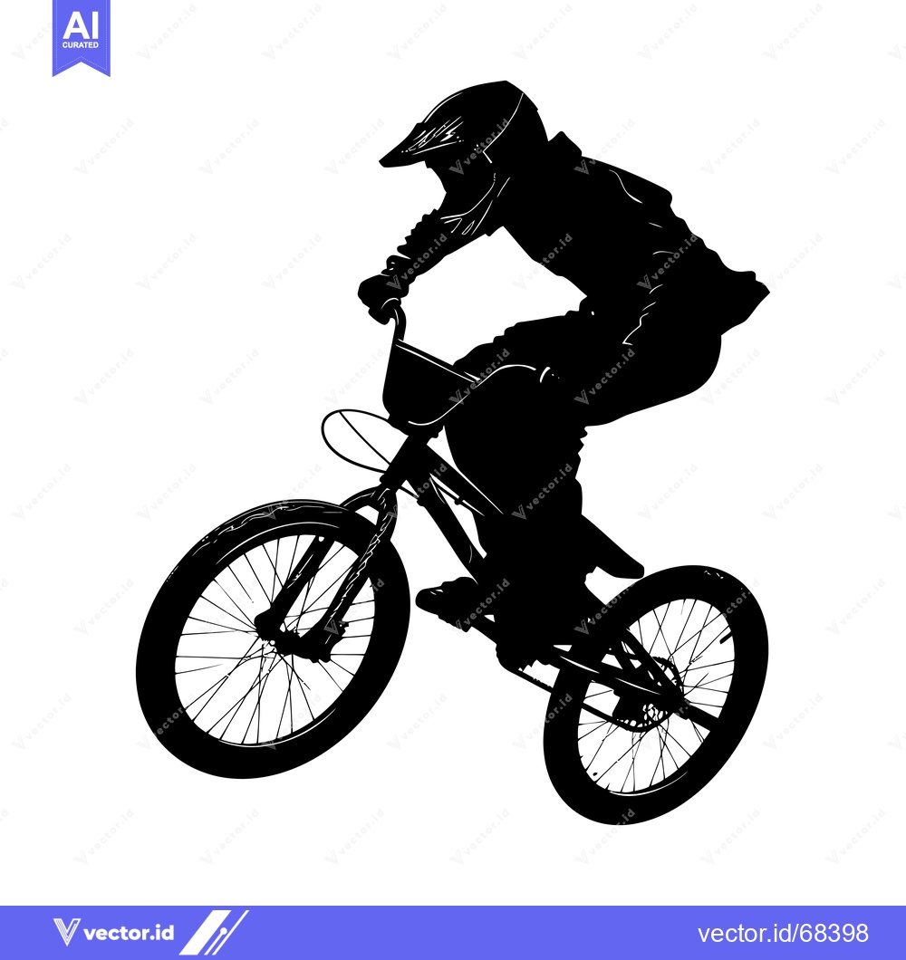 Premium Vector dari Silhouette of a BMX Rider in mid-air on a bicycle