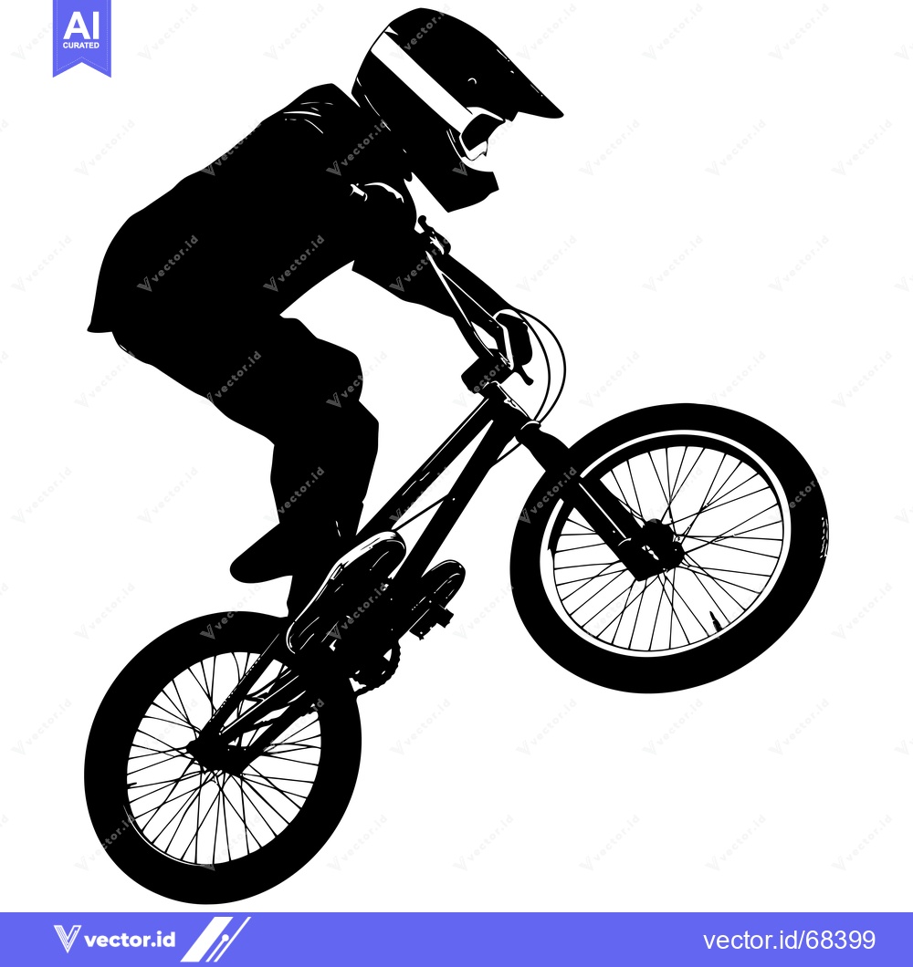 Premium Vector dari Silhouette of a BMX rider performing a trick on a bicycle.