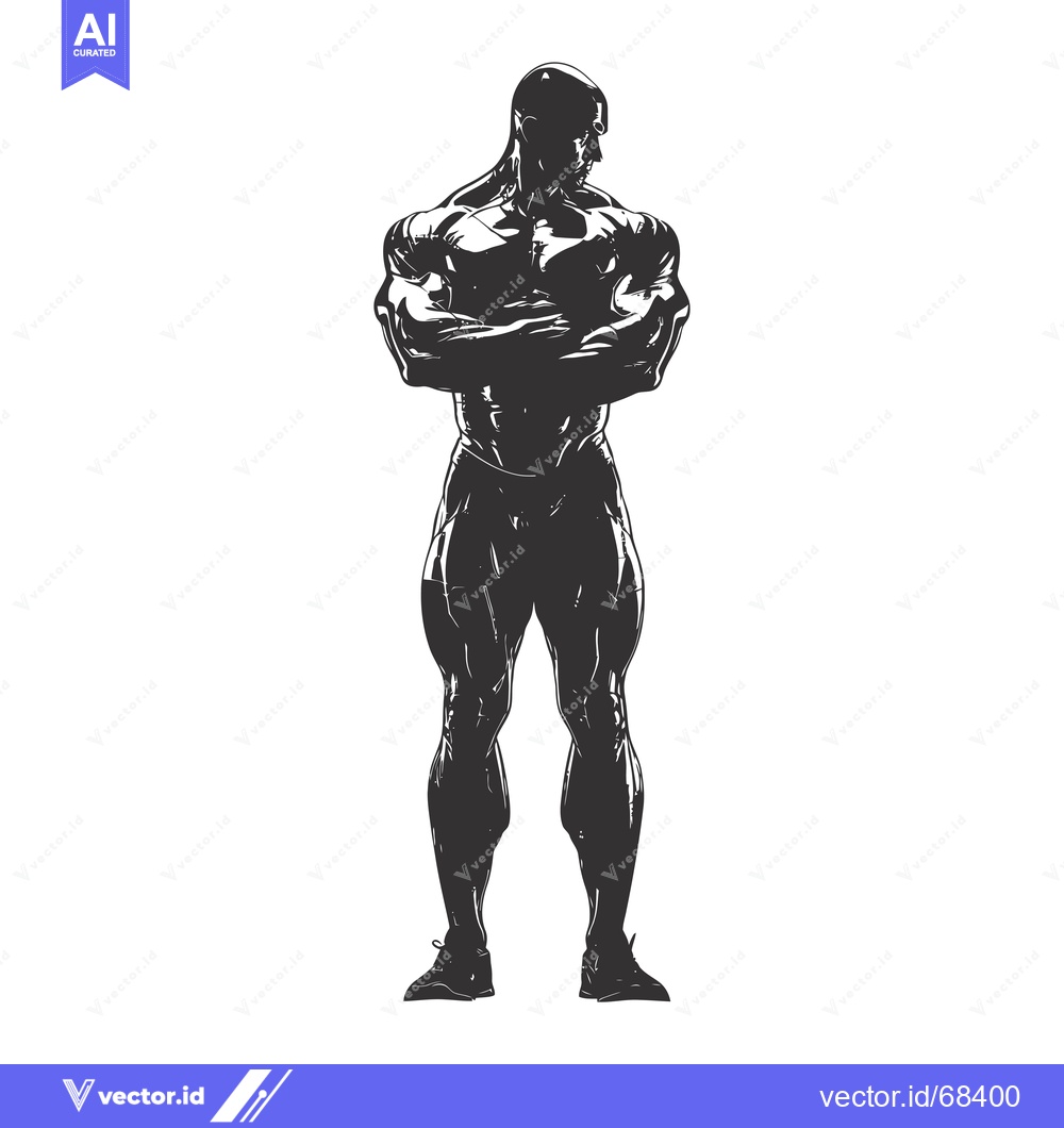 Premium Vector of Muscular Male Figure Standing with Arms Crossed