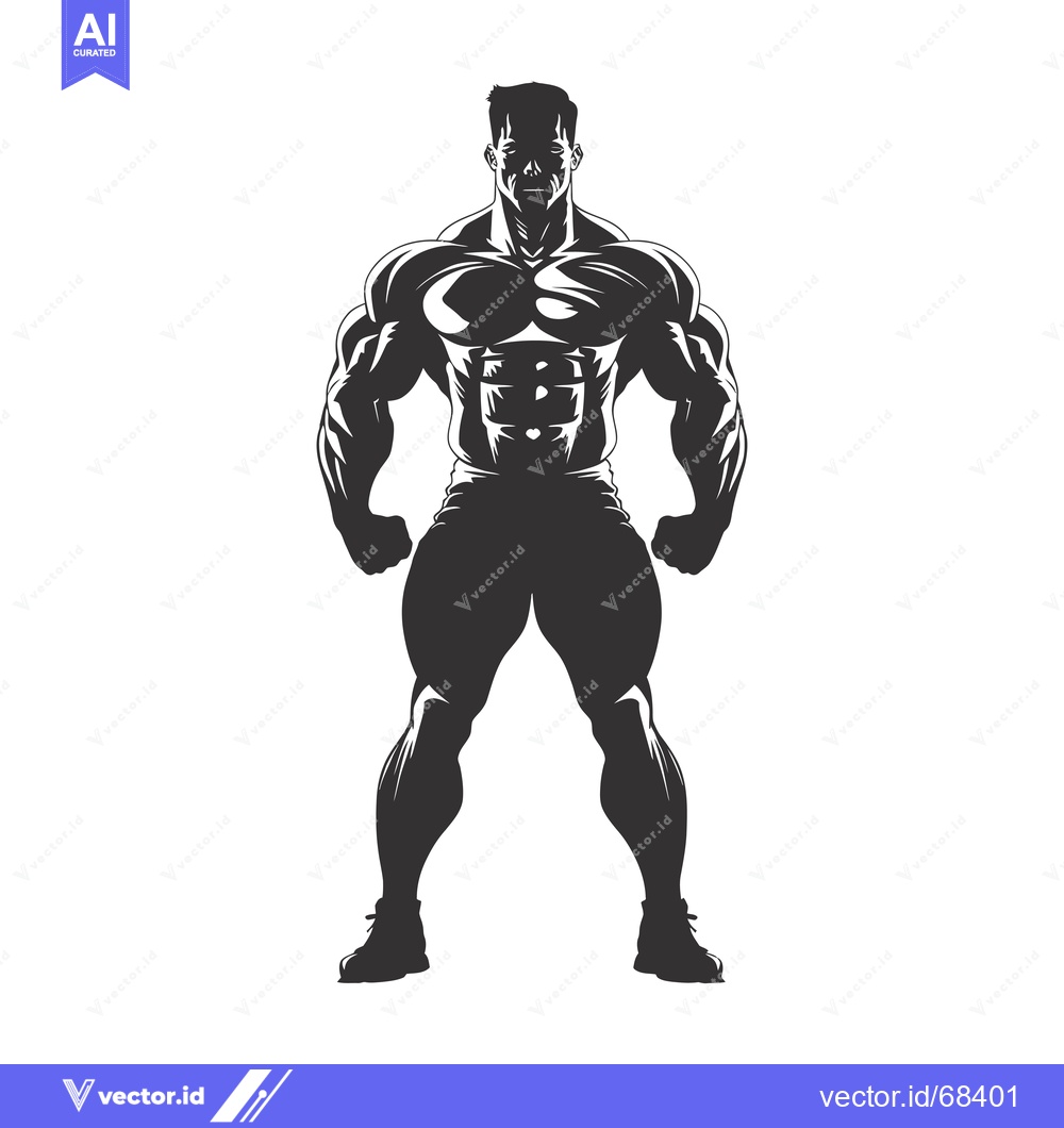 Premium Vector of Silhouette of a Muscular Man in a Standing Pose