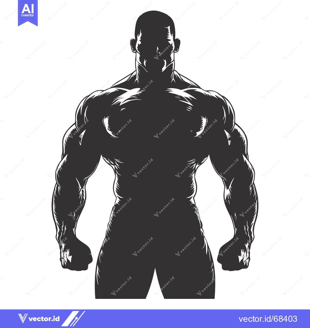 Premium Vector of Silhouette of a Muscular Man with Clenched Fists