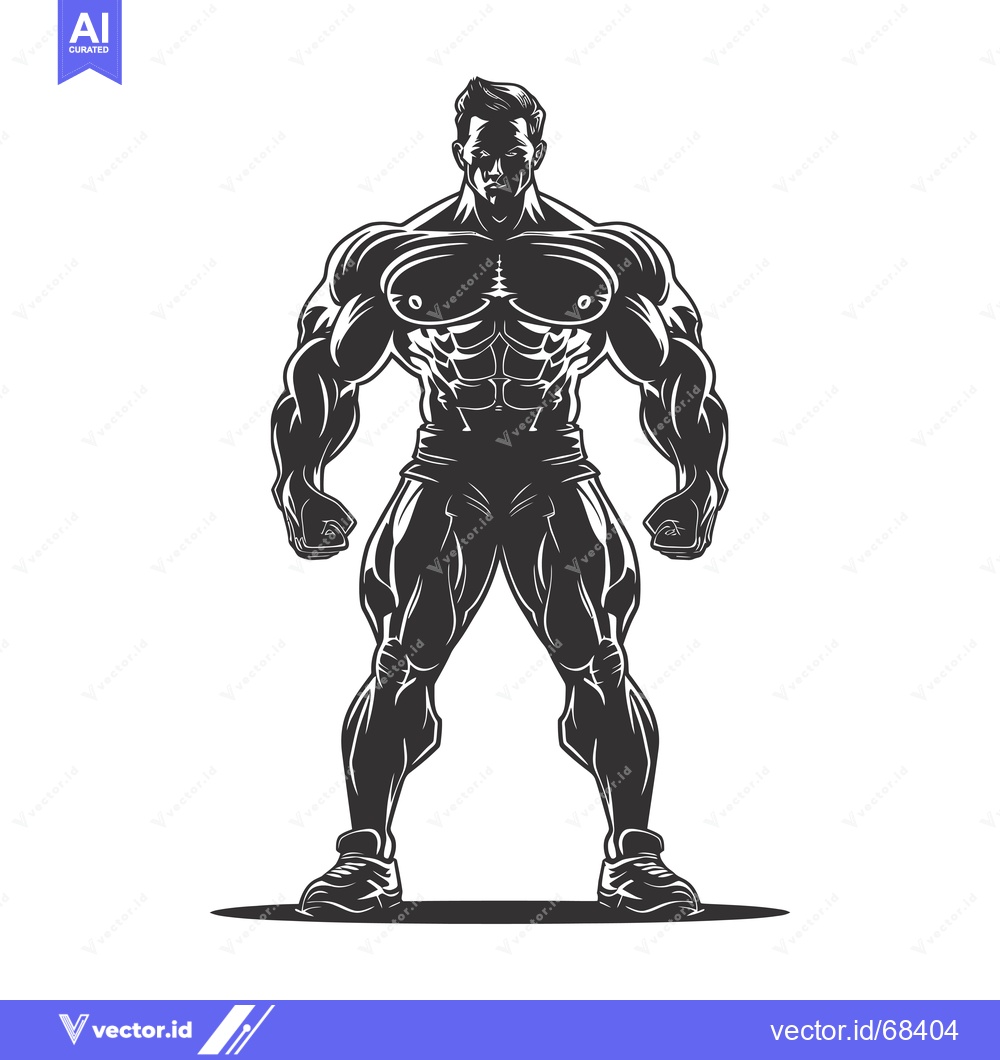Premium Vector dari Muscular Bodybuilder Holding Dumbbells