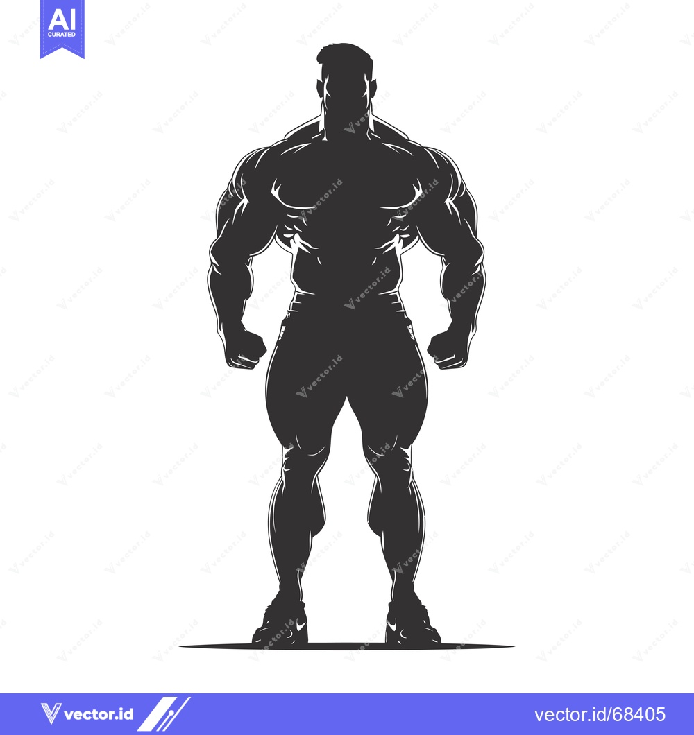 Premium Vector dari Silhouette of a Muscular Man Standing with His Hands on His Hips