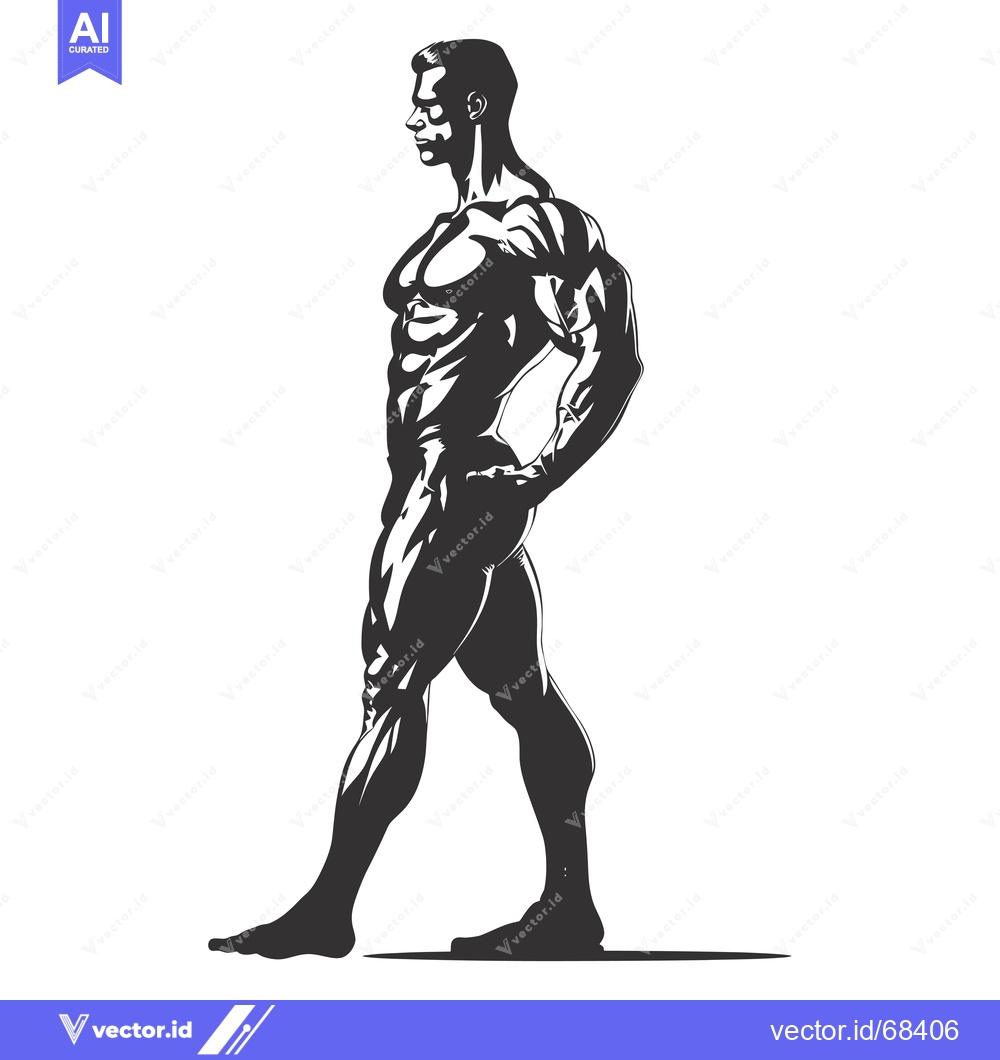 Premium Vector dari Muscular Man Standing in Profile with a Hand on His Hip