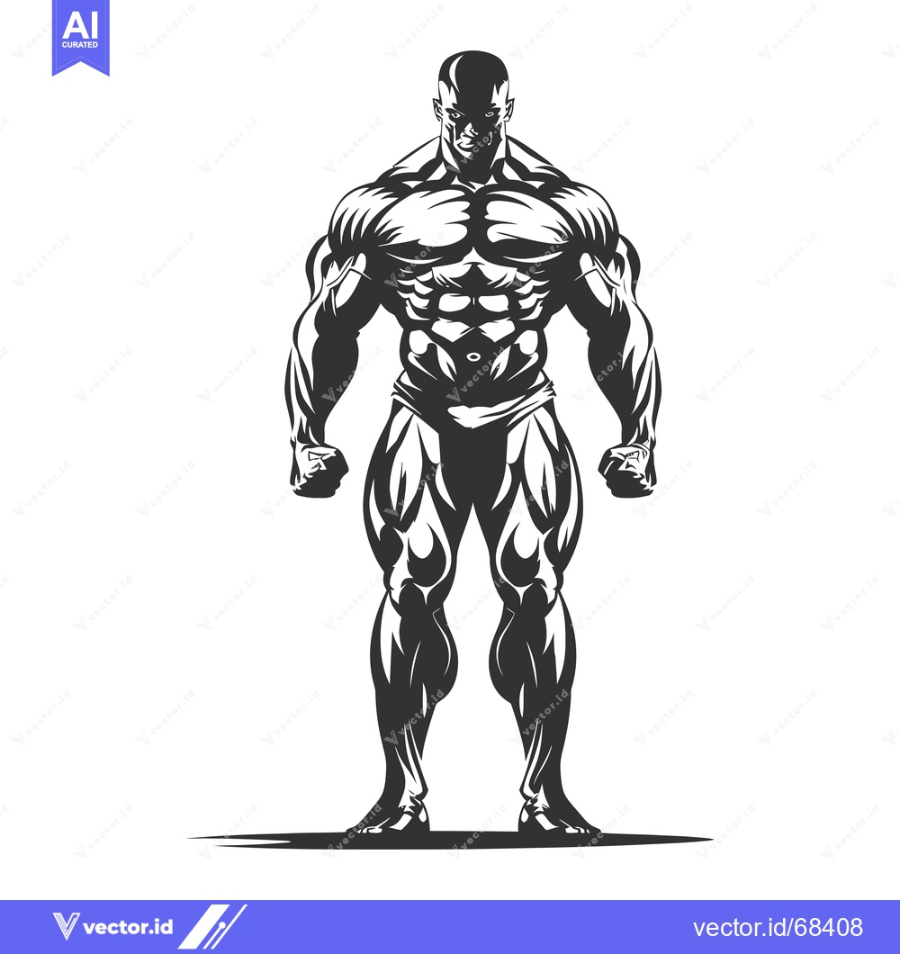 Premium Vector of A Silhouette of a Muscular Male Figure with Defined Muscles