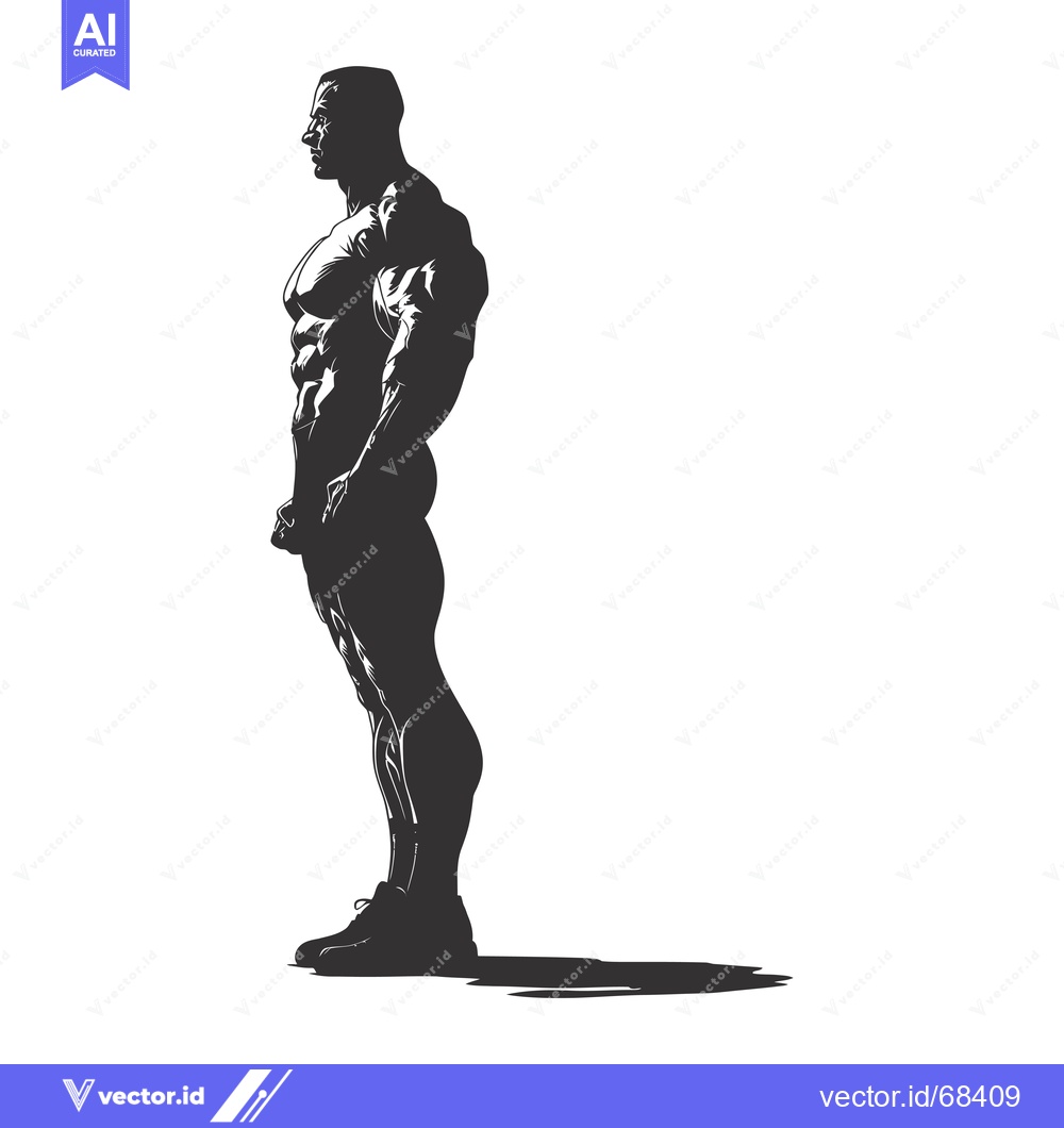 Premium Vector of Silhouette of a Muscular Bodybuilder Posing