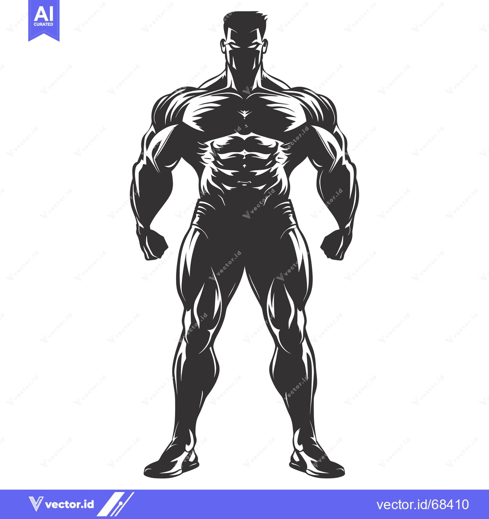 Premium Vector dari Muscular Man Silhouette with Defined Abs and Legs