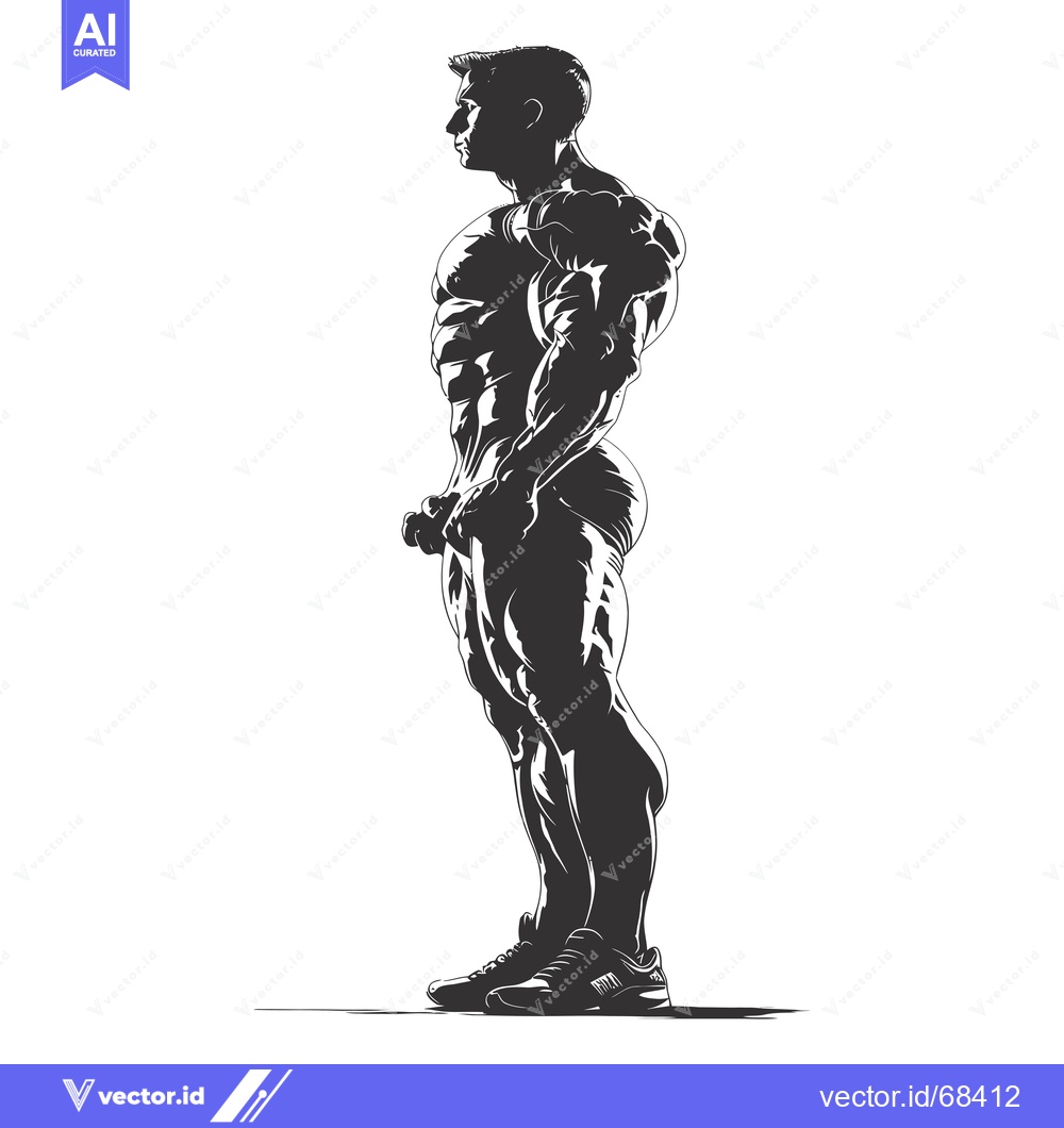 Premium Vector dari A Silhouette of a Muscular Man in Profile