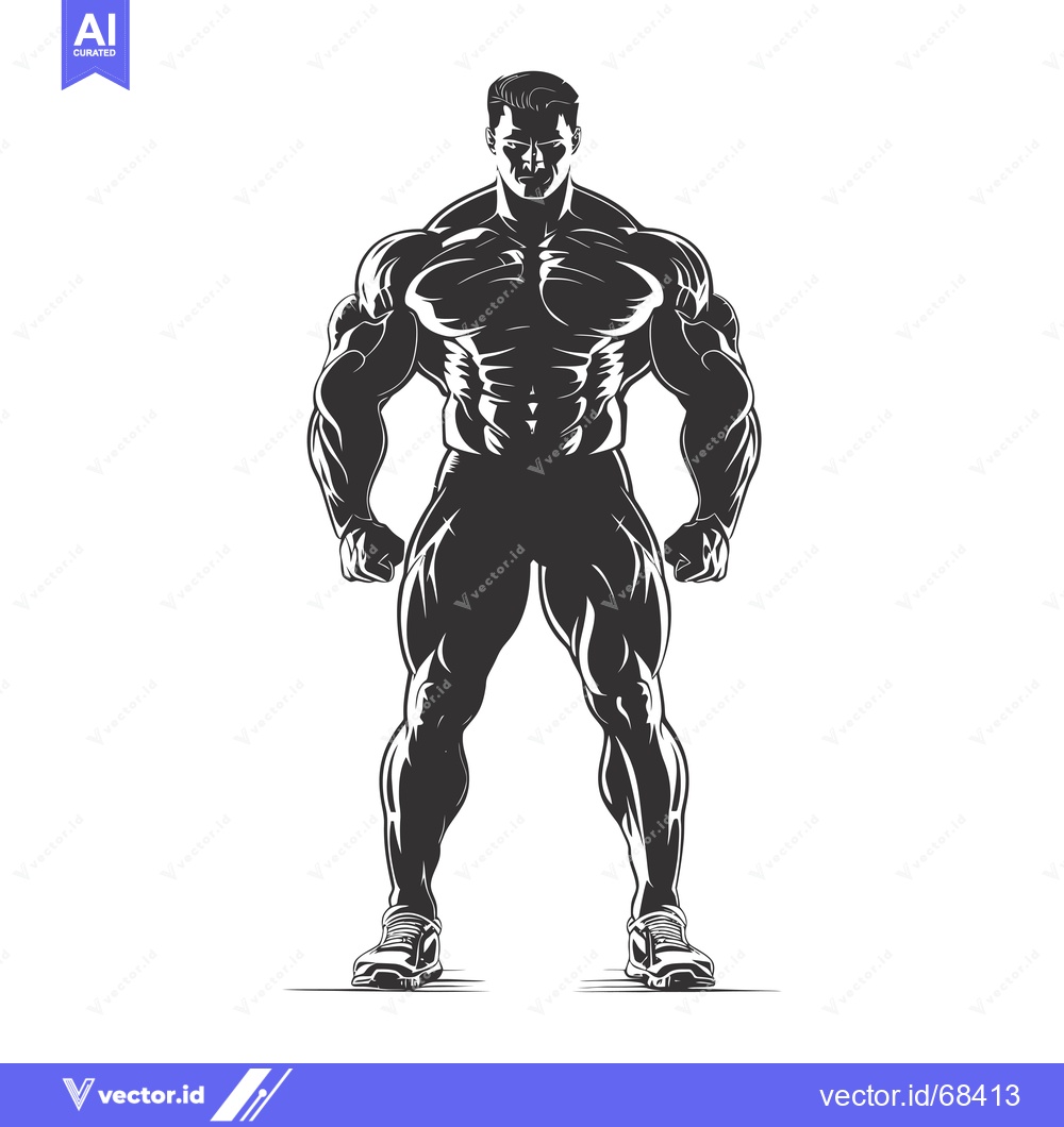 Premium Vector dari Silhouette of a Muscular Man with Defined Muscles