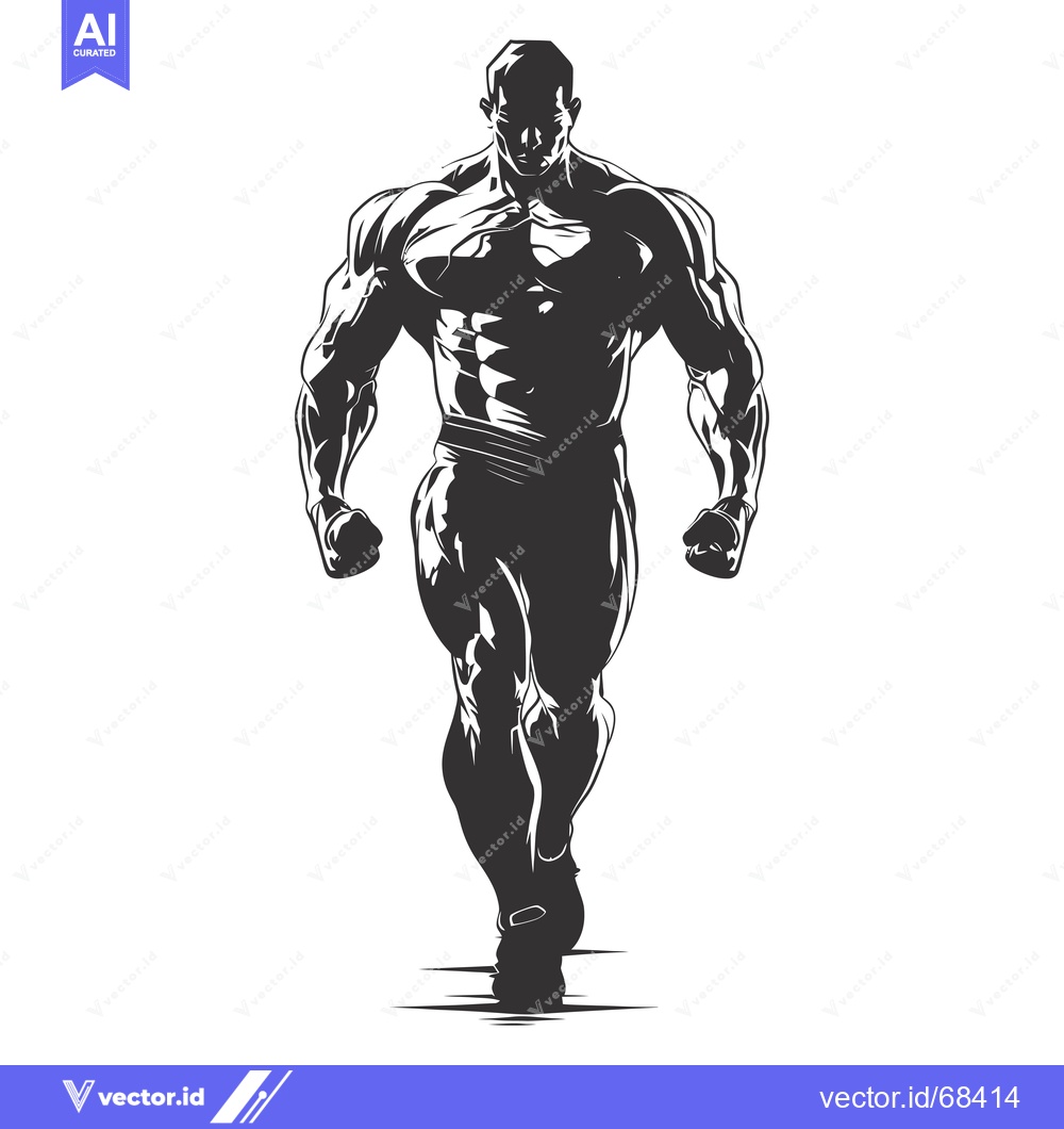 Premium Vector of Muscular Man Silhouette Walking Forward
