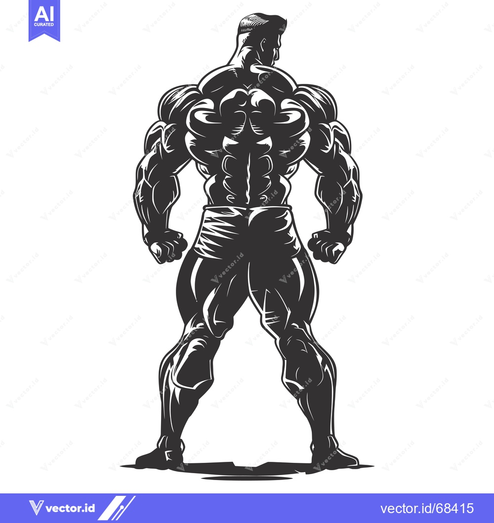 Premium Vector dari Rear View of a Muscular Man with Defined Back Muscles