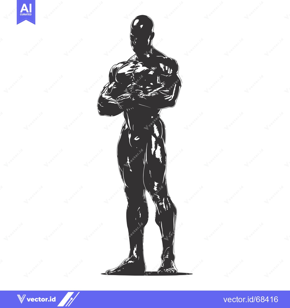 Premium Vector of Silhouette of a Muscular Man Standing with Crossed Arms